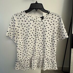 Black White and Blue Patterned Women's Top